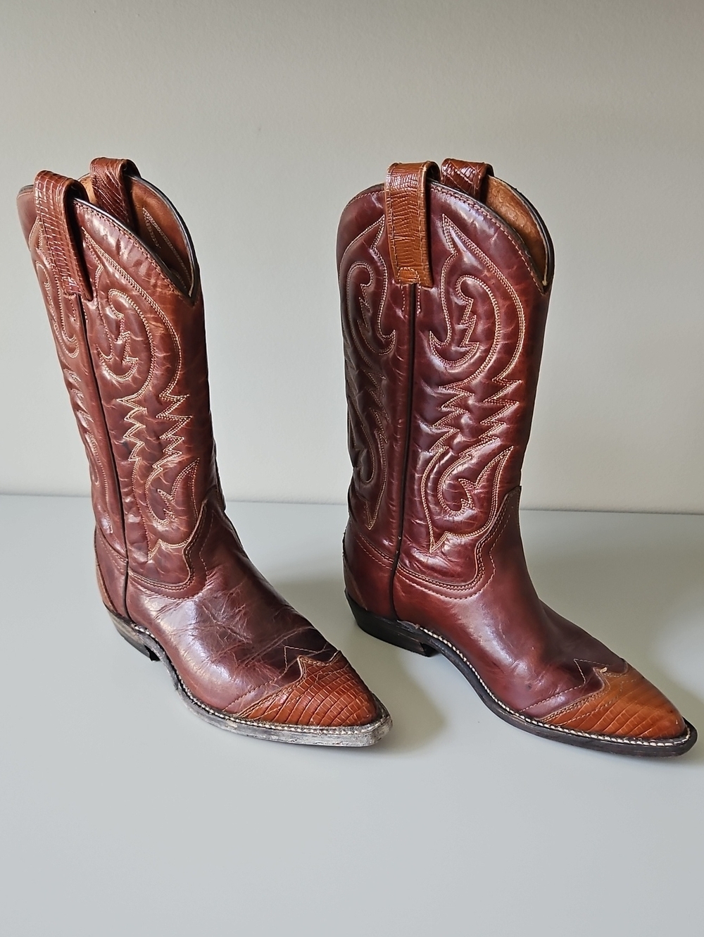 Double H - Brown Leather Western Cowboy Boots - Classic Stitch - Euro 36